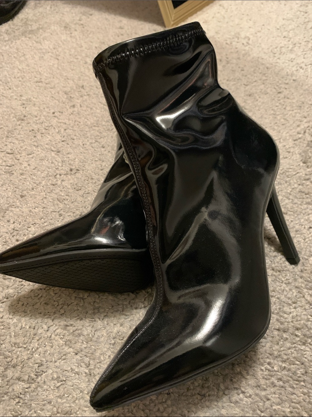 Jessica Simpson Black Patent Pointed Stiletto Ankle Boots